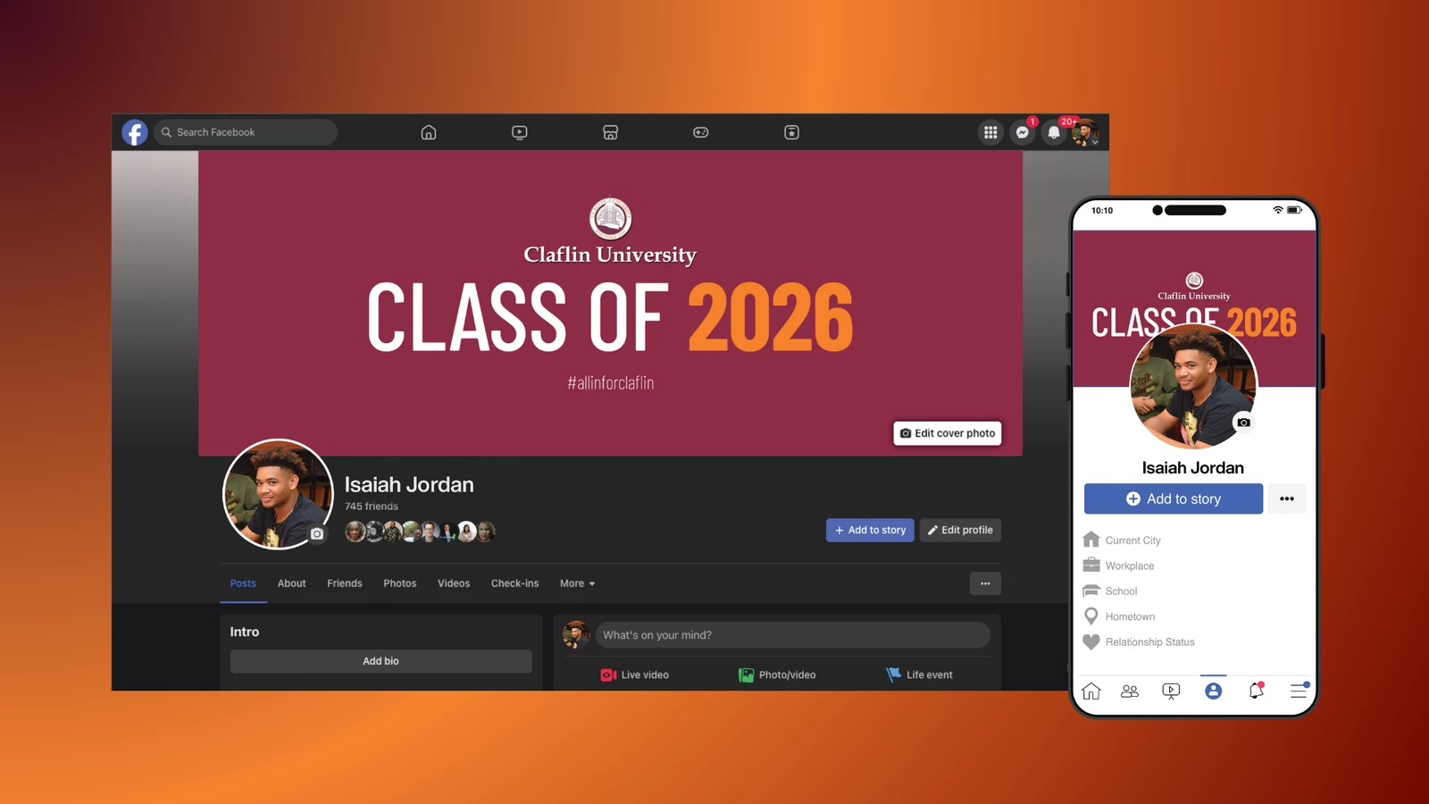 All In for Claflin Branded Profile Assets 