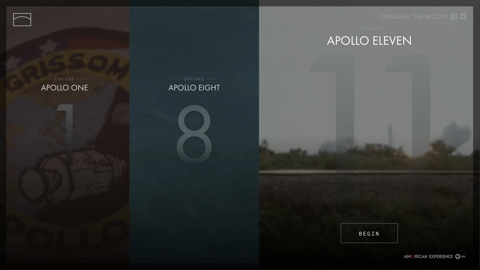 Users choose the mission they want to explore
